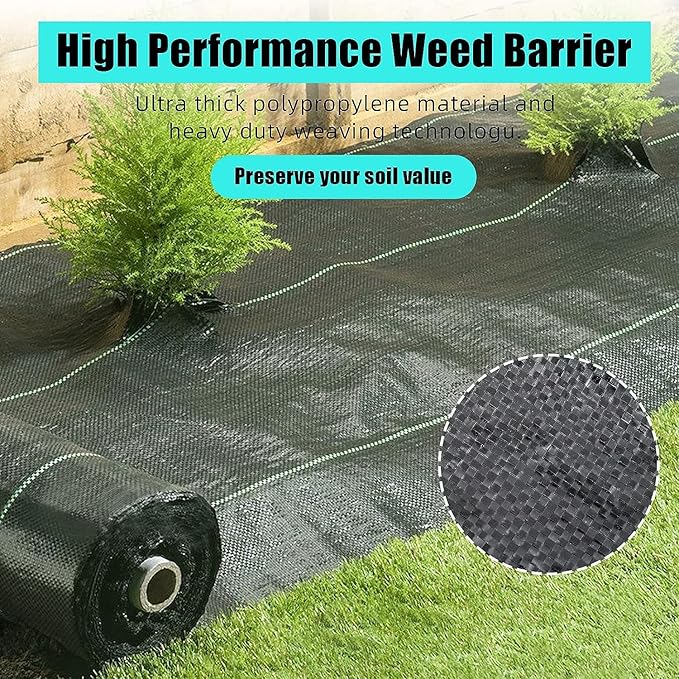 Broadfashion 6.5ft x 300ft Premium 3oz Pro Garden Weed Barrier Landscape Fabric, Durable & Heavy-Duty Weed Block Gardening Mat, Easy Setup & Superior Weed Control, Eco-Friendly & Convenient Design