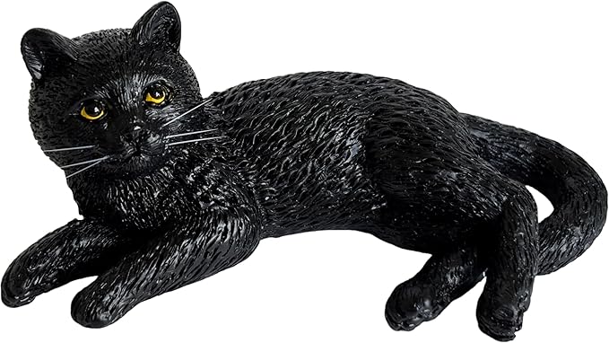 Mini Resin Cat Statue, Simulated Feline Figurine, Black Kitten Sculpture for Home Decor Kitty Pet Memorial Statue for Garden