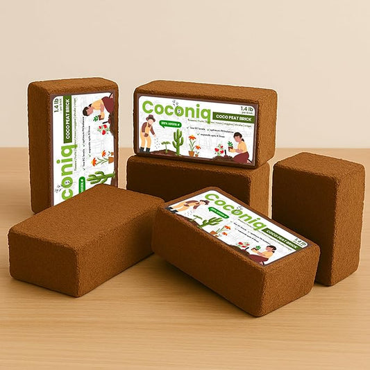 Premium Coco Coir Bricks 6 Pack - Lightweight Cocopeat for Garden Soil, Compressed Coconut Fiber Brick for Potting, Gardening, Planting, Seed Starting, Indoor & Outdoor Plants, Set of 6