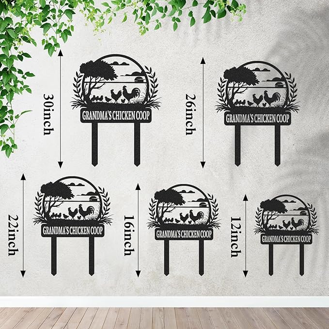 Personalized Metal Chicken Coop Sign, Custom Name Chicken Coop Signs for Outside, Decorative Garden Stakes, Metal Yard Art, Backyard Farmhouse Decor, Chicken Gifts for Women Man Color04