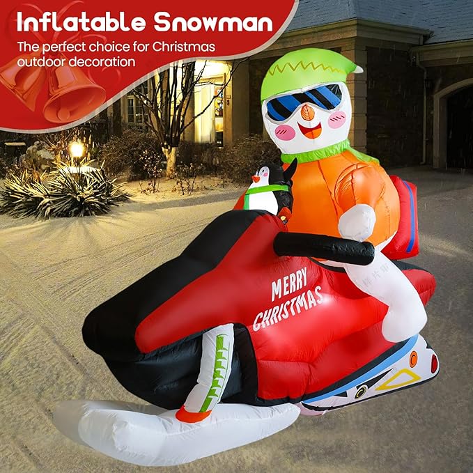 8FT Christmas car Inflatable Old Man, Santa Claus Snowman Penguin Driving Racing car, Built-in LED Lights and Blower, Inflatable Outdoor Decoration Lawn Patio Christmas Outdoor Decoration