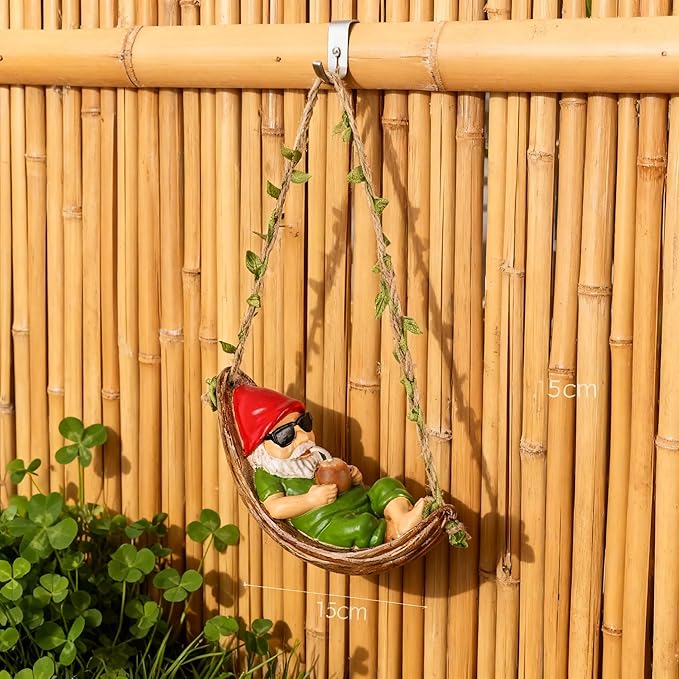 Gnome Statues for Garden Decor,Garden Hanging Decor, Resin Hanging Decorations for Outdoor, Tree Ornaments Figurines for Outside Gifts for Man Women(Coconut)