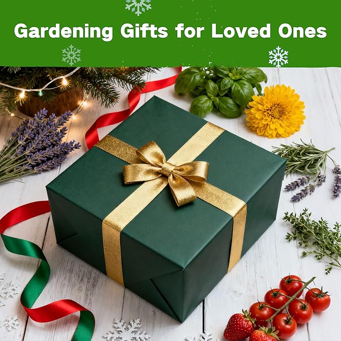 Lush&Dew Year-Round USDA Zone 7 Seed Bank, Gift for Mom Dad, 32 Varieties Non-GMO Heirloom Seeds of Vegetables, Flowers, Gardening Gifts for Women Men, Survival Kit for Raised Garden Bed, Greenhouse