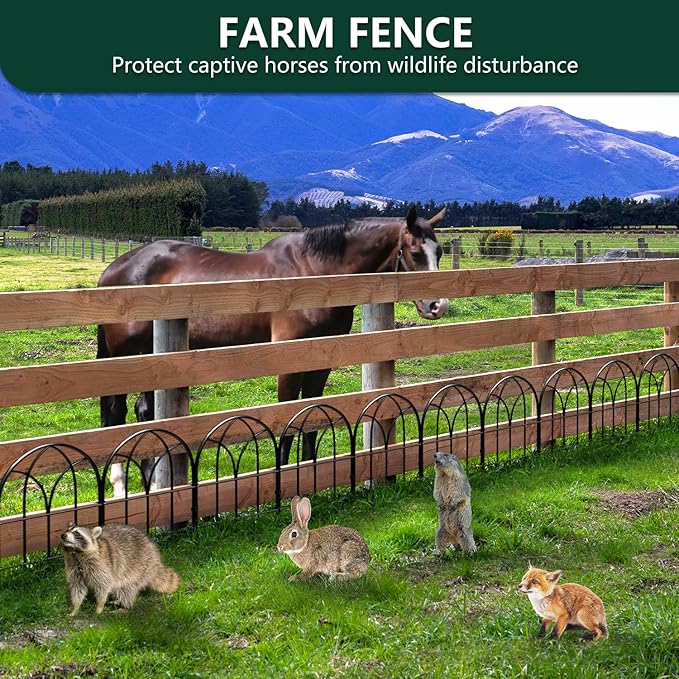 Small Garden Fence Animal Barrier, 12.55"*16.53" Decorative Fence Panel, No Dig Fences Barrier, Arch 10 Pcs Black Metal Fencing, Garden Border Edging Fences, Dog Fencing Blocker for Yard, Flower Bed
