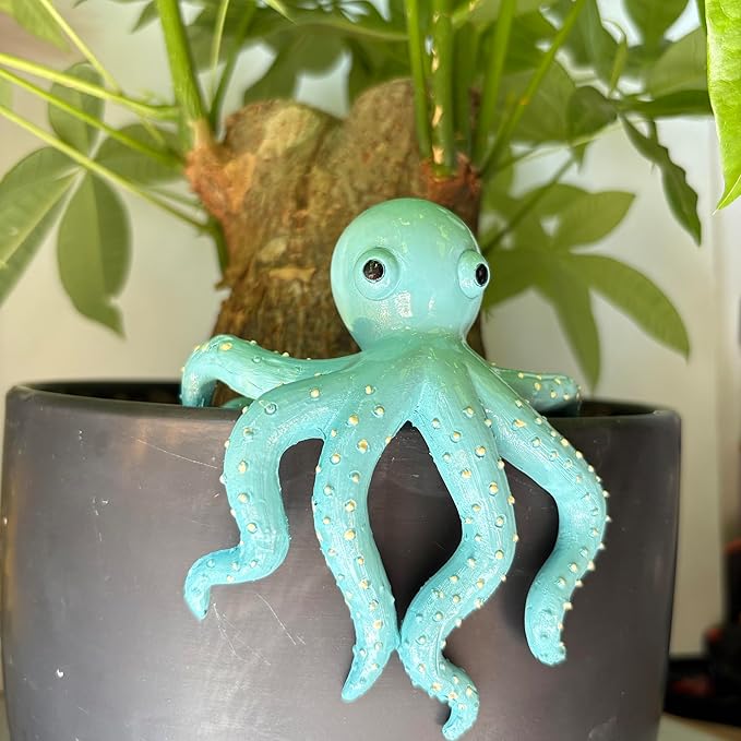 Cute Climbing Octopus Flower Pot Huggers, Animal Figurines Plant Decorations for Pots, Resin Flower Pot Decorations, Fairy Garden Accessories, Fish Tank Planter Edge Craft Decor (Octopus)