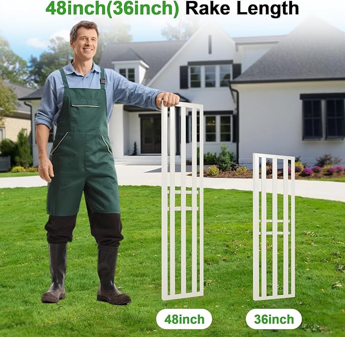 48"x12" Lawn Leveling Rake Heavy-Duty Galvanized Steel Lawn Leveler with an Adjustable 78'' Extra Long Handle Lawn Leveling Tool for Yard,Backyard,Garden,Golf,Farm,Pasture 6.5FT