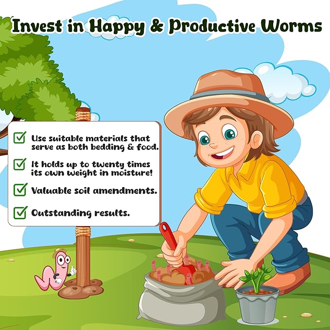 3lb Worm Bedding for Nightcrawlers and Red Wigglers (Worms Not Included) - Vermicompost Bin Worm Bedding - Earthworm Food for Organic Potting Soil Gardening Mix