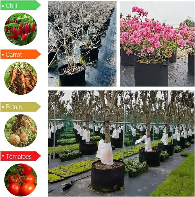 12 Pack Grow Bags 20 Gallon, 300G Heavy Duty Thickened Non-Woven Plant Bag Plant Fabric Pots with Handles Planting Bags, Pot for Plants