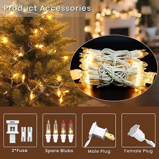 Clear Christmas Lights- 100 Count Mini Incandescent String Lights with White Wire, UL Listed Indoor Connectable White Lights for Wedding, Curtain, Party & Holiday Décor