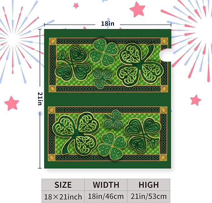 St Patrick Day Mailbox Covers Magnetic Standard Size Green Shamrocks Good Luck Four Leaf Clover Mailbox Wraps Happy St. Patrick's Day Mailbox Post Cover Waterproof Garden Decor 21x18 Inch