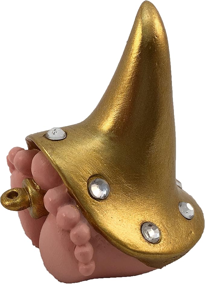 GlitZGlam Baby Diva The Giant Golden Baby Gnome for The Enchanted Gnome and Fairy Garden (6 Inches Tall) Gold