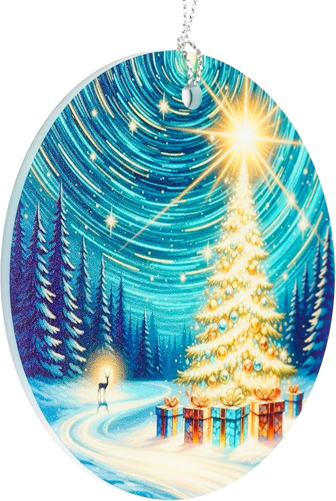 Golden Christmas Tree Night Ornament – Starry Night Decor – Christmas Tree Ornament – Christmas Ornament 2025 - White Elephant Gifts - Xmas Tree Funny Decoration