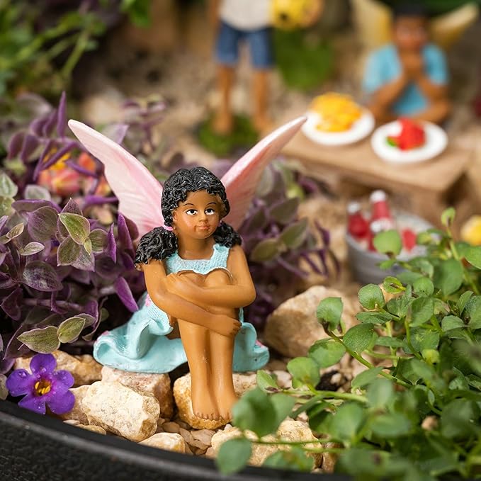 PRETMANNS Fairies for Fairy Garden – Cute Accessories for an Outdoor Miniature Garden – Boy & Girl Fairy Kit - 9 Colorful & Beautifully Crafted Pieces