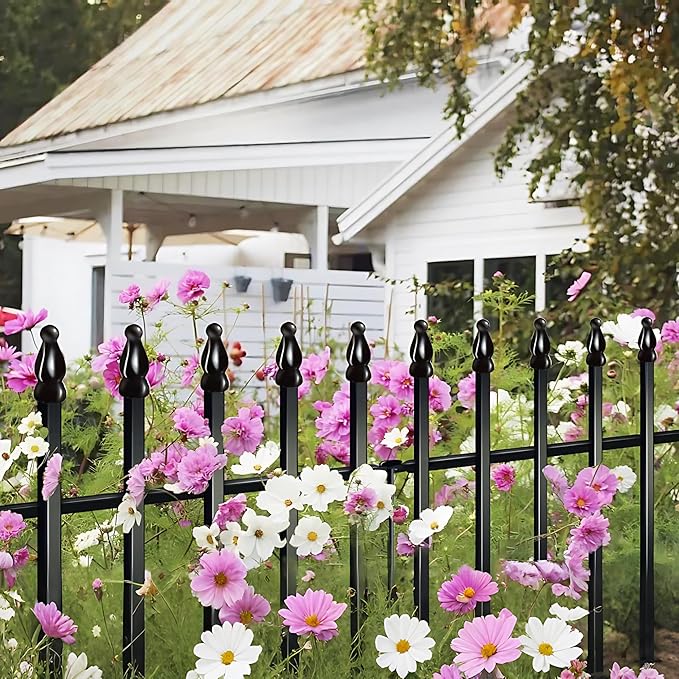 ARIFARO Decorative Metal Garden Fence 32" high x 24" Wide 5 Pack, Animal Barrier for Dog Pet,Border Garden Fencing for Outdoor Patio Lawn Yard Flower Bed