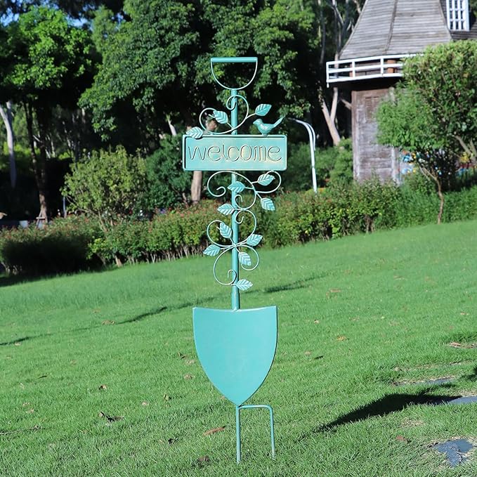 Metal Garden Stakes, Garden Stakes Decorative,Outdoor Welcome Sign for Patio Garden Decor.