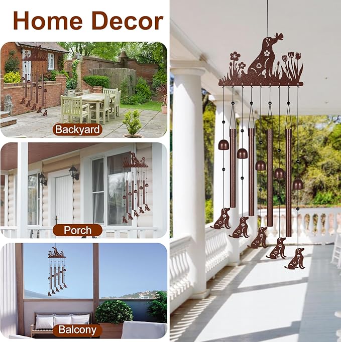 Dog Wind Chimes for Outside,Memorial Wind Chimes Gifts for Women and Grandma,Patio Garden Decor,Windchime in Loving Memory Outdoor Decoration for Yard, Patio, Porch, Lawn, Landscape