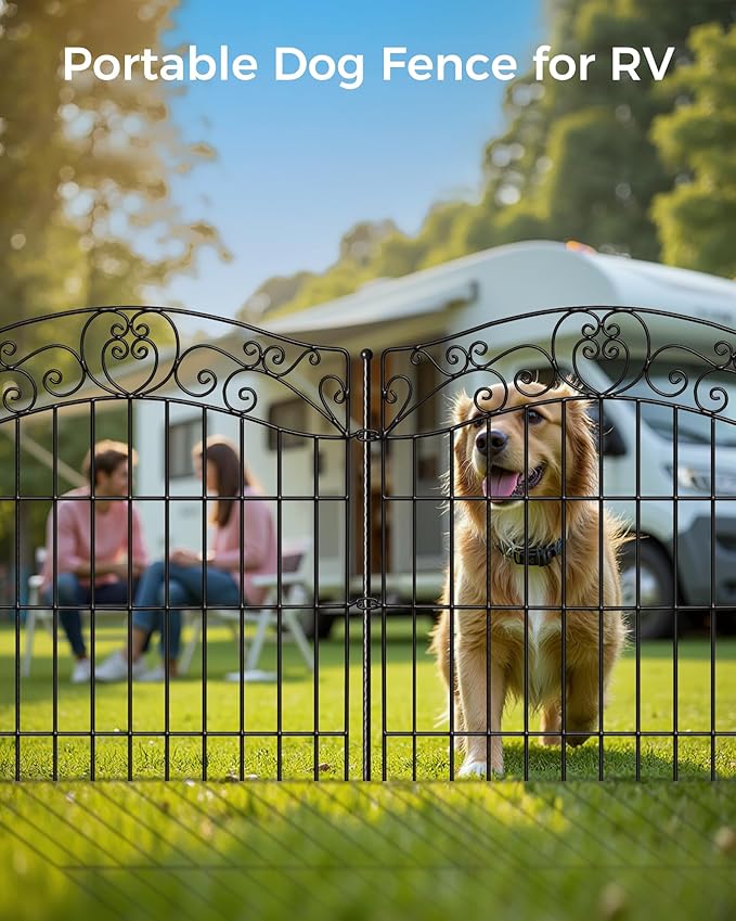 5 Panels No Dig Decorative Outdoor Garden Fence, 32 in(H) X 11.8 ft(L) Animal Barrier Fencing, Rustproof Portable Fence, Temporary Dog Fence Outdoor for Yard, Outside, Backyard, Patio