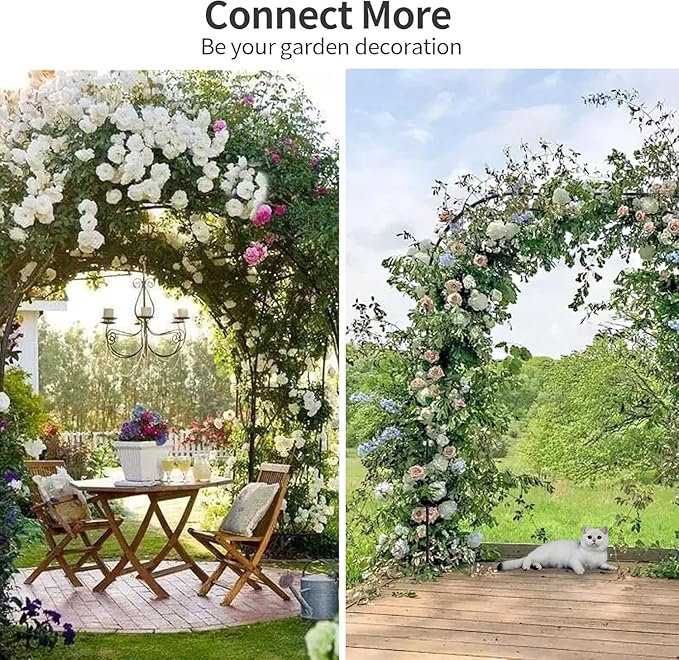 Metal Garden Arch Arbor Trellis – Heavy Duty Steel Garden Arbor for Climbing Plants, Wedding Ceremony, Party & Outdoor Decoration – Weather-Resistant Black Garden Archway for Lawn, Patio, and Pathway