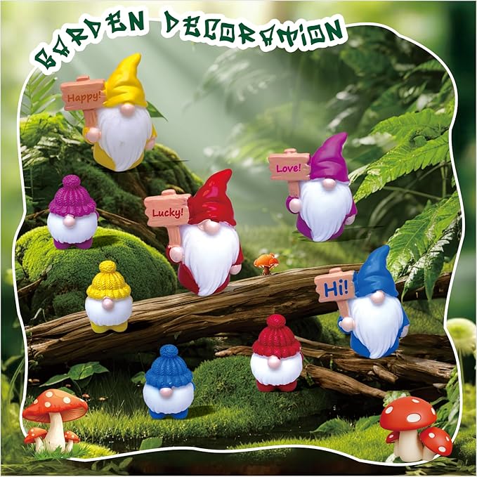 16pcs Mini Gnomes Set Fairy Garden Accessories Fairy Garden Statues for Outdoor, Indoor, Office Desk,Party Favors, Plant Pots and Gift Giving