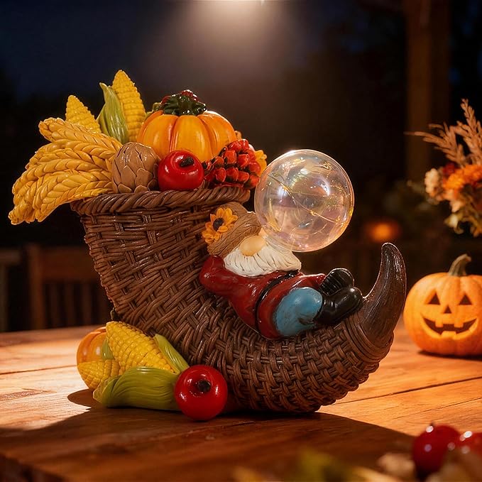 Fall Gnomes Indoor Thanksgiving Gnomes Decorations Tabletop Cornucopia for Fall Gnome Decorations for Home Themed Dream of Harvest Pumpkin Gnome Figurines Autumn Gifts Thanksgiving Home Decor Indoor