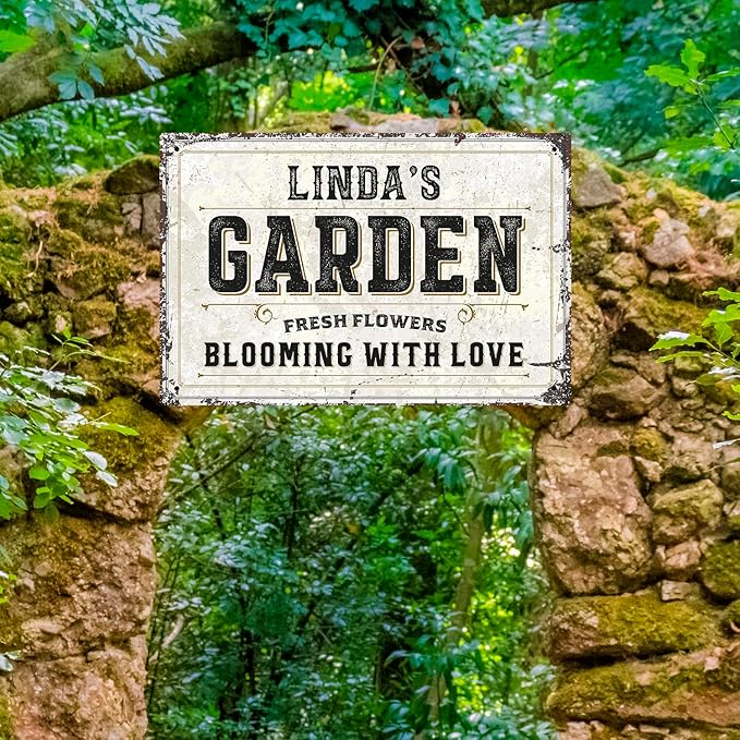Custom Garden Sign, Christmas Season, Personalized Rustic Name for Backyard Décor Sign, 12x18 Inches, Rust Free .063 Aluminum, Fade Resistant, Made in USA by Sigo Signs