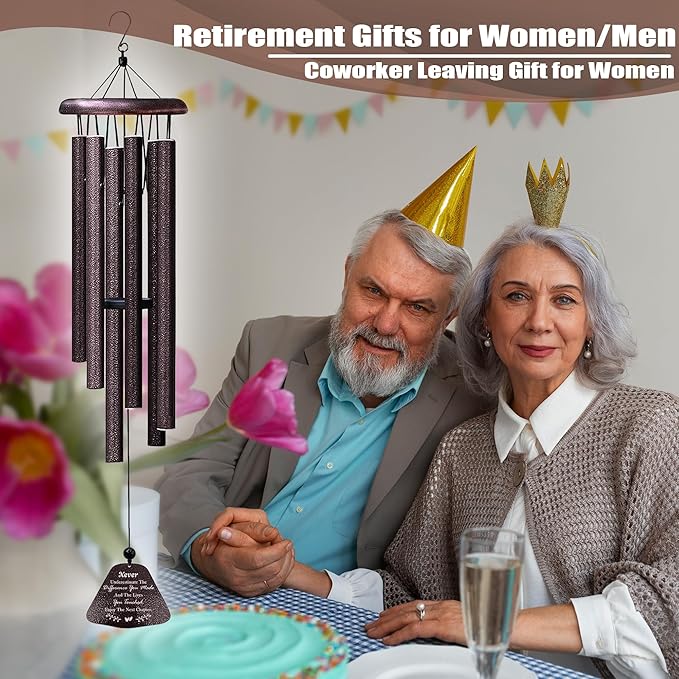 Retirement Gifts for Woman Men 2025, Retirement Party Decorations 32” Wind Chimes, Retired Farewell Goodbye Gifts for Coworkers Teachers Boss Nurses Friends, Coworker Leaving Gift for Women
