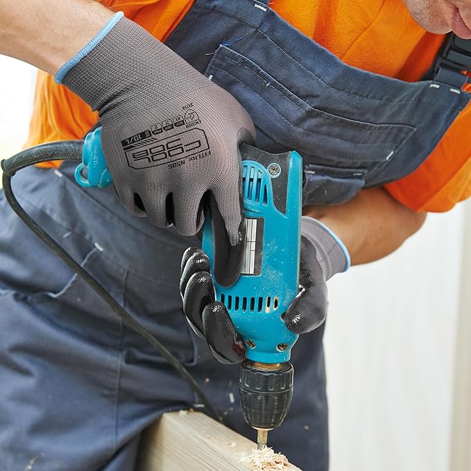 COOLJOB 120 Pairs Safety Work Gloves with Grip, Anti-slip Rubber Coated Garden Gloves for Men, Bulk Package
