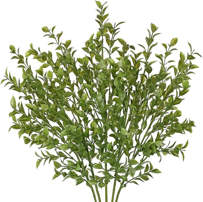 Artificial Eucalyptus Stems 26.7" Fake Green Leaf Branches for Floral Arrangements, Faux Plant Farmhouse Decor, Home Wedding Decorations Green