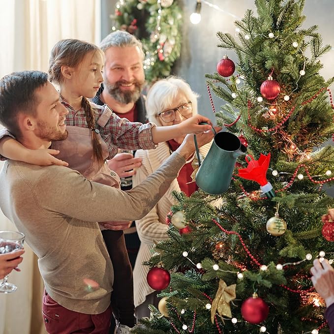 Tioncy Christmas Tree Watering System with Poinsettia Wide Opening Design Stainless Steel Christmas Tree Watering Funnel with Long Funnel Spout for Indoor and Outdoor Trees (Red)