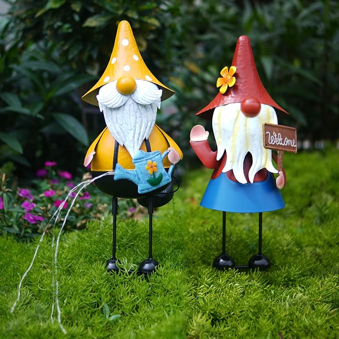 HONGLAND Solar Garden Gnomes Outdoor Statue -18 Inch Gnomes Decorations for Yard with Firework Solar Lights -3D Outdoor Figurines for Patio Yard Lawn Porch