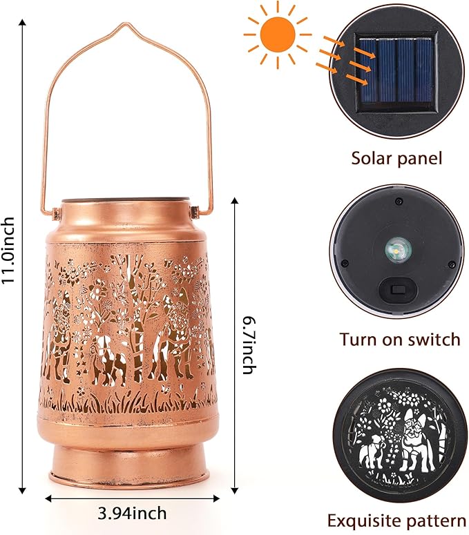 French Bulldog Solar Lanterns Outdoor Waterproof - Decorative Hanging Solar Lights for Garden Patio, Birthday Gifts for Women, Men, Dog Lover, Yard Lawn Porch Pathway Decor