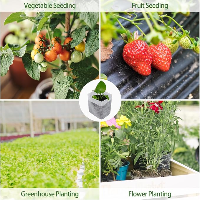 200 Pcs Nursing Growing Bags,Fabric Seedling Pots Non-Woven Pouch Seed Starter Pots Pouches for Vegetables, Flowers,Fruits,Trees,Home Garden Supply(200 Pcs 6.3" x 6.3 ")