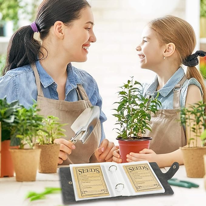 Klmnop Seed Storage Organizer, Seed Packet Organizer with 50pcs Self-Sealing Seed Envelopes, Seed Binder for Garden Storage, Seed Keeper(3.15'' x 4.72'')