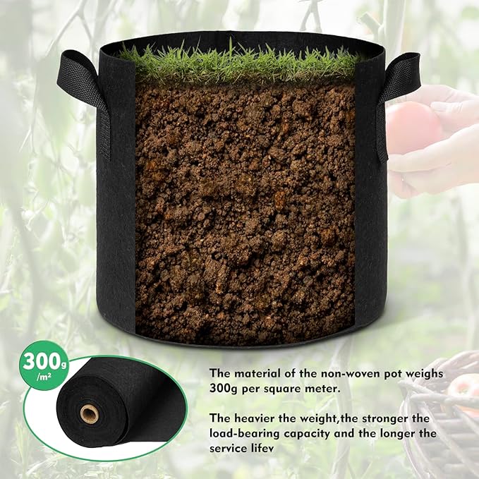 WEIFENG 1-Pack 100 Gallon Grow Bags Heavy Duty Potatoes Bag Black Plant Pots with Handles