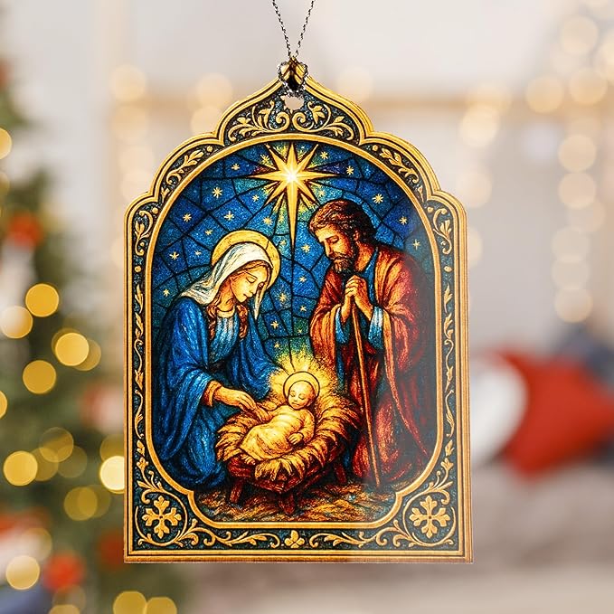 Nativity ornaments - Nativity scene - Christian Gifts for Women. Men - Regilious gifts - Xmas ornament - Christian Christmas ornaments - Easter Decor. Christmas Decor - car hanging accessories