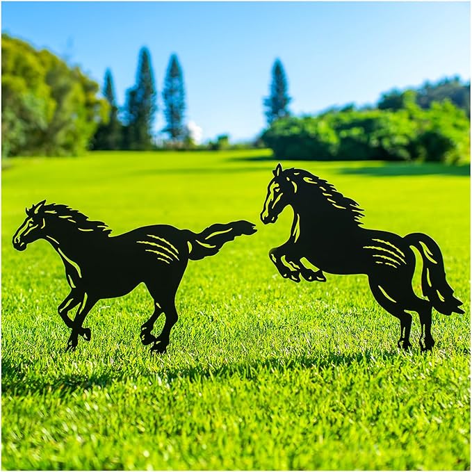Horse Metal Garden Stakes Decorative Horse Gifts for Women/Men Horse Lovers Gifts,Black Horse Silhouette Statues for Yard Art,Outdoor Decor,Outside,Patio,Lawn Ornaments,Garden Decorations