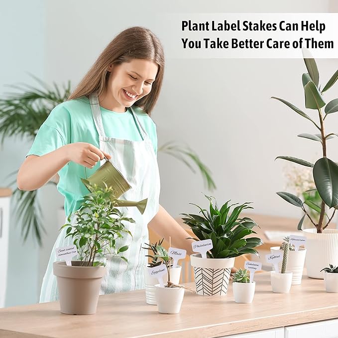 200pcs 4 Inch T-Type Plant Name Tags - Waterproof Plastic Garden Labels with Permanent Marking Pen