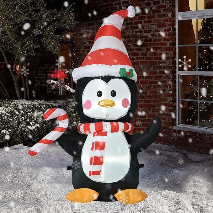 DearHouse 4 FT Inflatable Christma Penguin,Led Lights Xmas Holiday Blow Up Family Party Decoration Yard Lawn Favors Indoor Outdoor Inflatables