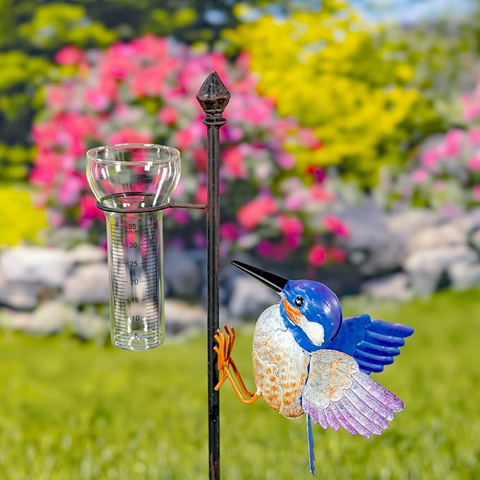 Zaer Ltd. Decorative Iron Bird Garden Stake in 5 Styles (Bird Skye with Rain Gauge)