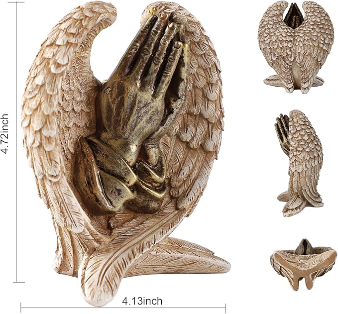 TALPGOD Angel Wings with Praying Hands Statue,Angel Statues for Home Decor,Guardian Angel Figurines for Catholic Decor,Garden Angels Outdoor Statue,Catholic Statues Angel Gifts for Women