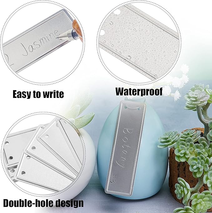 Ripeng 200 Pcs Aluminum Metal Plant Labels Writable Seedling Tree Tags with 6 Inch Wires Waterproof Double Sided Write for Plant Garden Marker Outdoor Identification and Greenhouse(120 Pieces)
