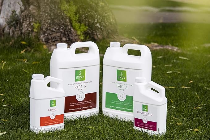 ENVY Hydroponic Plant Food A & B – Two-Part Liquid Nutrient for Indoor/Outdoor Plants – Supports All Growth Stages – Soil, Coco, Hydroponics, DWC – Gallon Set