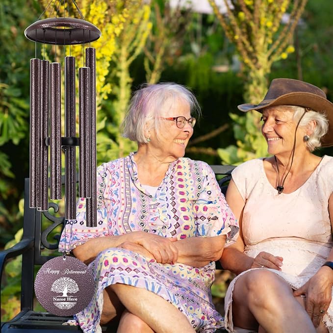 Personalized Retirement Wind Chimes, Tree of Life Wind Chime Outdoor, Retirement Gift Ideas, Retirement Gifts for Women/Men, 2024 Retirement Wind Chime Gifts