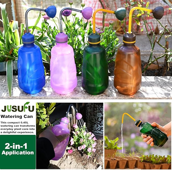 2 Pack Watering Can for Seedlings, Small Watering Can for House Plant Garden Flower 15oz/0.45L (Brown)