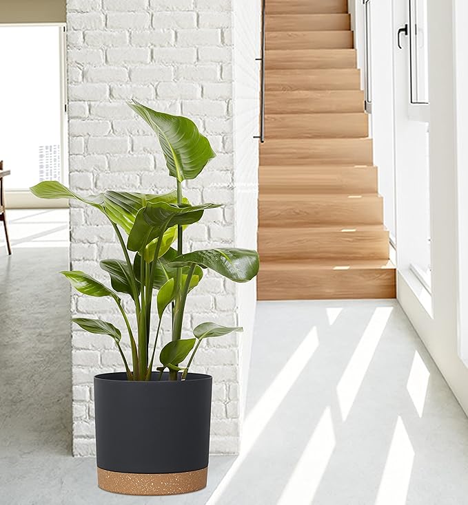 kubvici Plant Pots for Indoor Plants, 2 Pack 12 Inch Pots for Plants, Lightweight Large Planters for Indoor Outdoor, Big Plastic Black Pot Flower Pot with Drainage (12” Black)