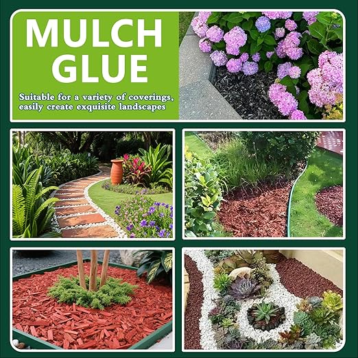 Mulch Glue for Landscaping - 32 OZ Long-Lasting Adhesion Rock Glue for Landscaping, Versatile Weatherproof Gravel Binder for Gardens, Landscapes, Pathways, Bark Mulch, Wood Chips, Pea Gravel