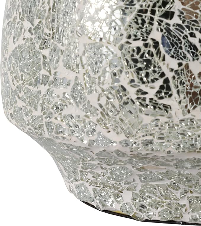 Flower Pots and Planters for Home Decor – Mosaic Indoor and Outdoor Plant Pots for Garden, Patio, or Room – Modern Pots for Indoor Plant Stand for Herbs, Succulents, or Ferns Set of 2 – 8", 6" Silver