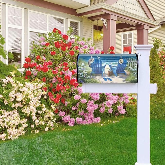 Spring Summer Beach Mailbox Covers Magnetic Letterbox Covers 21x18 Inch for Garden Outdoor Decoration