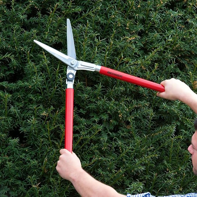 BERGER Professional Lightweight Topiary Hedge Shear, 6.3" Chromium-Plated Blades, Sap Groove to Prevent Sticking, Shock-Absorbing Buffer, Beech Wood Handles, 2520