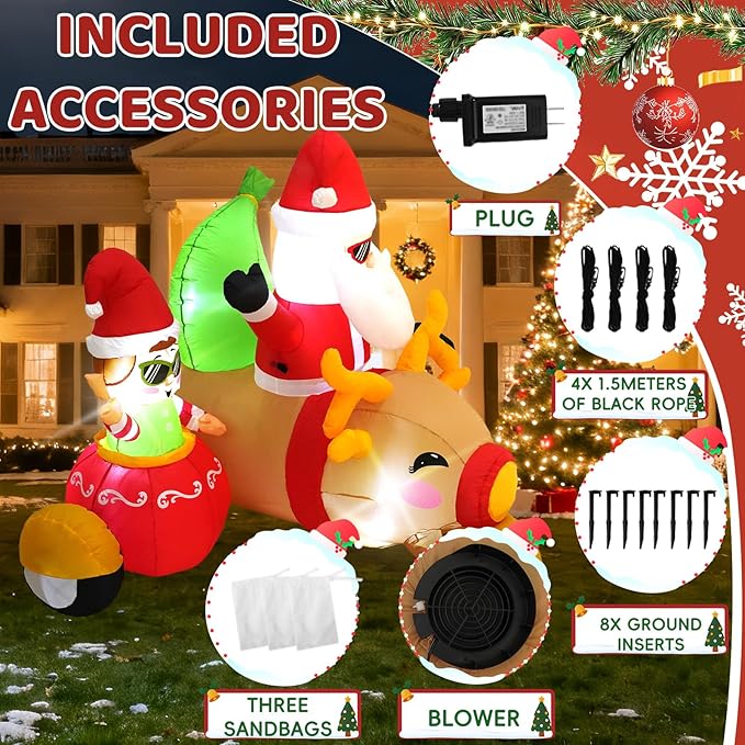 6FT Santa Claus Inflatable Decoration with Built-in LED Lights, Christmas Outdoor Inflatable Decoration for Lawn, Yard, Garden, Patio